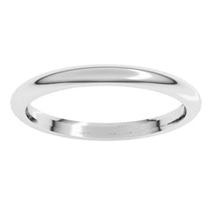 14K White Gold 2 mm Comfort-Fit Half Round Band Size 6