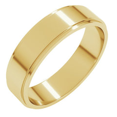 14K Yellow Gold 5 mm Stepped-Edge Flat Band Size 11