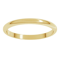 18K Yellow Gold 2 mm Half Round Band Size 10