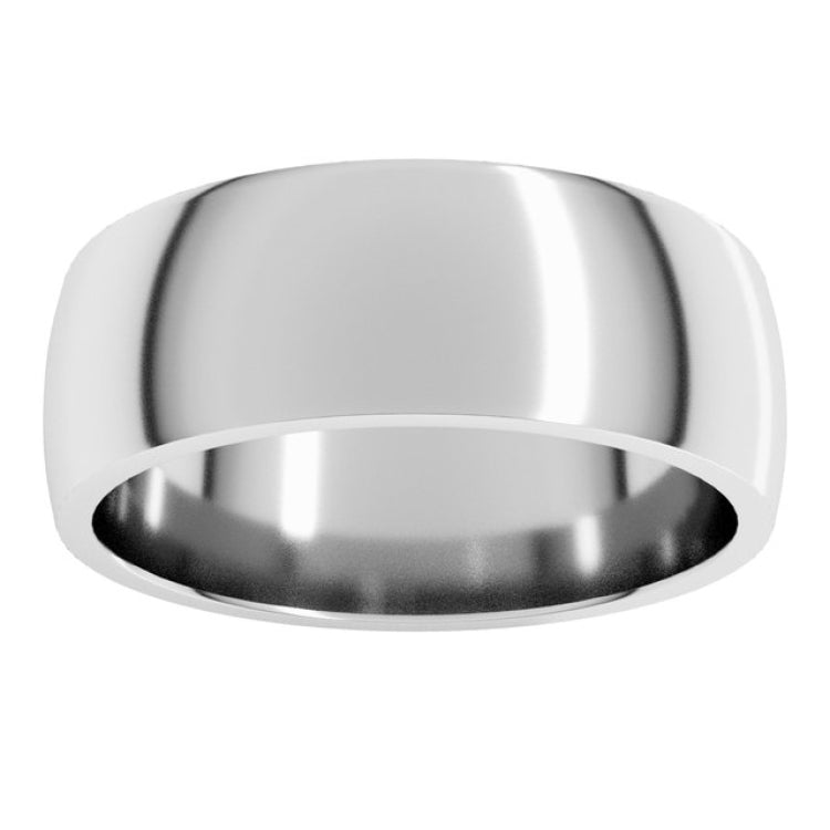 14K White Gold 7 mm Lightweight Comfort-Fit Half Round Band Size 13