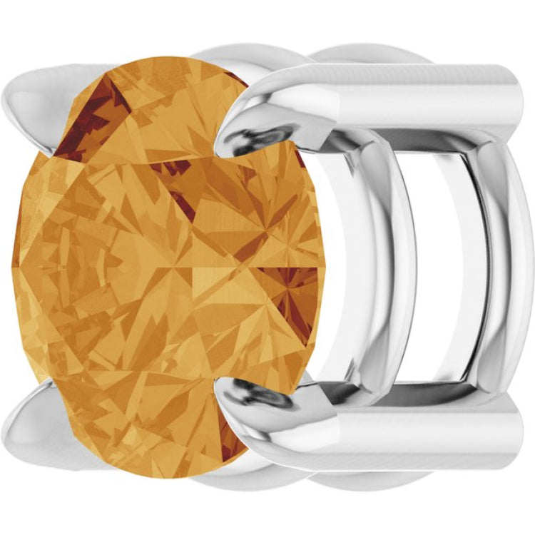 14K White Gold 5 mm Natural Citrine Pendant