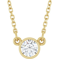 14K Yellow Gold 1/4 CT Natural Diamond Solitaire 18" Necklace