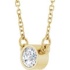 14K Yellow Gold 1/4 CT Natural Diamond Solitaire 18" Necklace