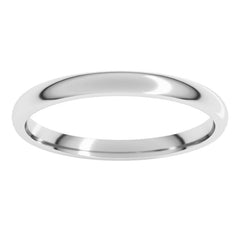 10K White Gold 2 mm Lightweight Comfort-Fit Half Round Band Size 5