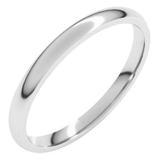 14K White Gold 2 mm Lightweight Comfort-Fit Half Round Band Size 6.5