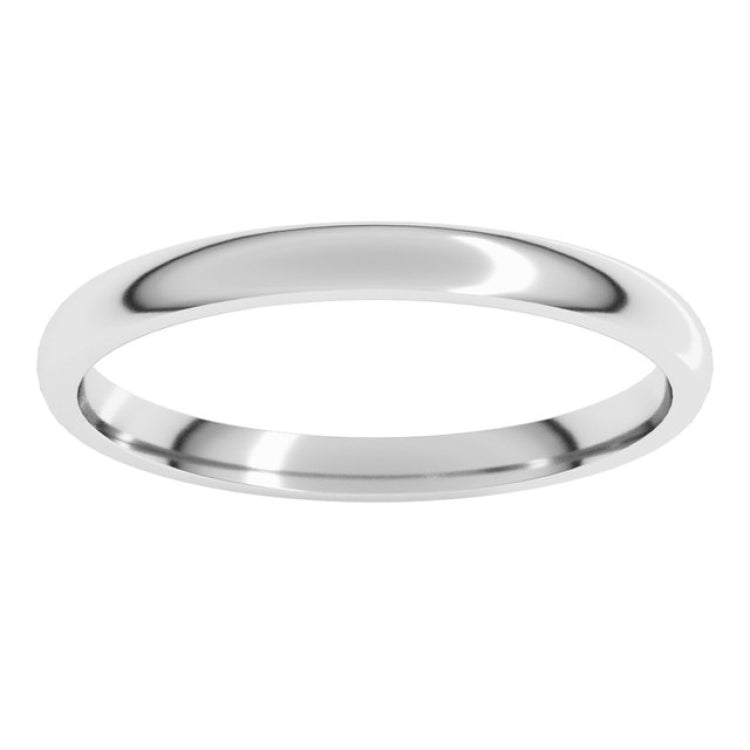 14K White Gold 2 mm Lightweight Comfort-Fit Half Round Band Size 6.5