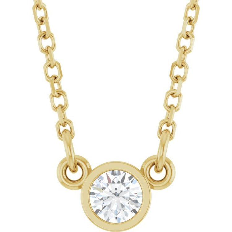 14K Yellow Gold 1/10 CT Lab-Grown Diamond Solitaire 18" Necklace