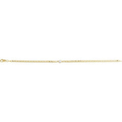 14K Yellow Gold 1/4 CT Lab-Grown Diamond Link 7" Bracelet