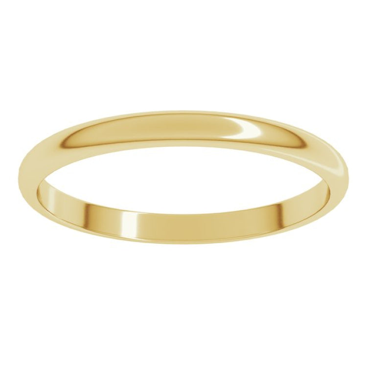 10K Yellow Gold 2 mm Lightweight Half Round Band Size 8.5