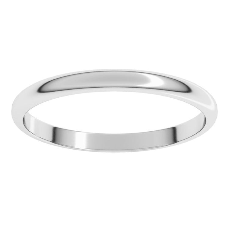 14K White Gold 2 mm Lightweight Half Round Band Size 6