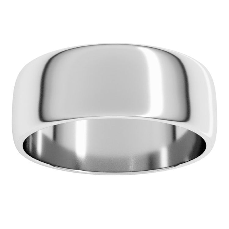 14K White Gold 7 mm Lightweight Half Round Band Size 5.5