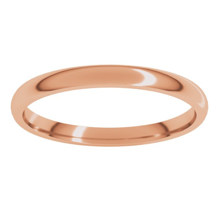 14K Rose Gold 2 mm Lightweight Comfort-Fit Half Round Band Size 4.5