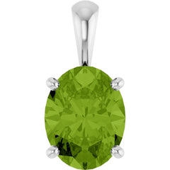 14K White Gold Natural Peridot Pendant