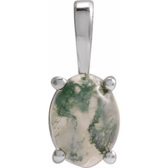 Sterling Silver Natural Moss Agate Pendant