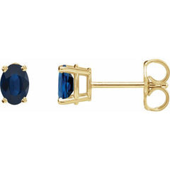 14K Yellow Gold Lab-Grown Blue Sapphire Earrings