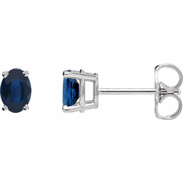 14K White Gold Lab-Grown Blue Sapphire Earrings