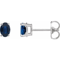 14K White Gold Lab-Grown Blue Sapphire Earrings
