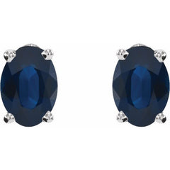 14K White Gold Lab-Grown Blue Sapphire Earrings