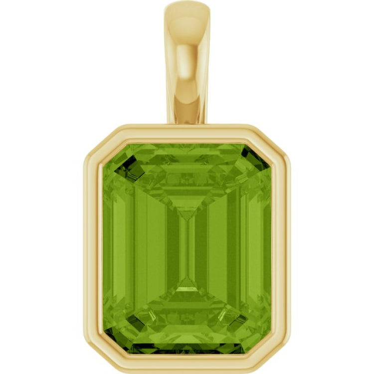 14K Yellow Gold Natural Peridot Pendant