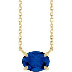 14K Yellow Gold Lab-Grown Blue Sapphire 18" Necklace