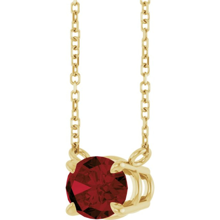 14K Yellow Gold Natural Mozambique Garnet 18" Necklace