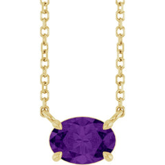 14K Yellow Gold Natural Amethyst 18" Necklace