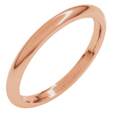 14K Rose Gold 2 mm Comfort-Fit Half Round Band Size 8.5