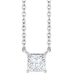 14K White Gold 3/8 CT Lab-Grown Diamond Solitaire 18 " Necklace
