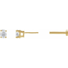 14K Yellow Gold .05 CT Natural Diamond Earring