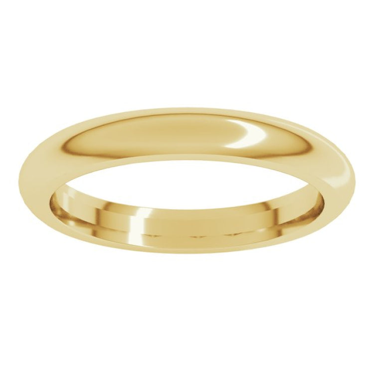 14K Yellow Gold 3 mm Comfort-Fit Half Round Band Size 10