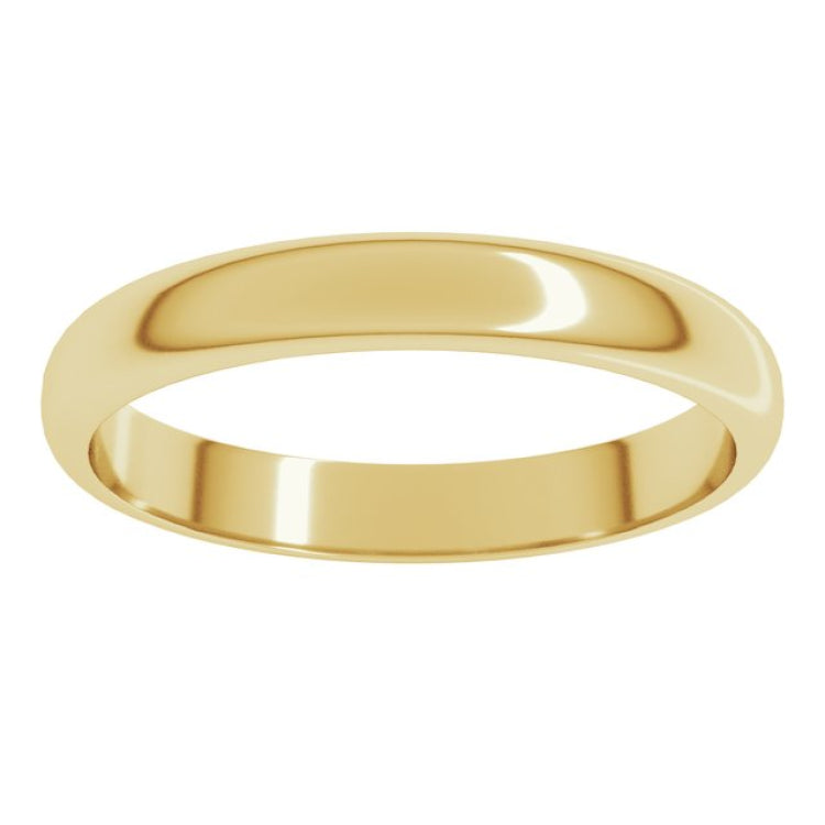 18K Yellow Gold 3 mm Half Round Band Size 7