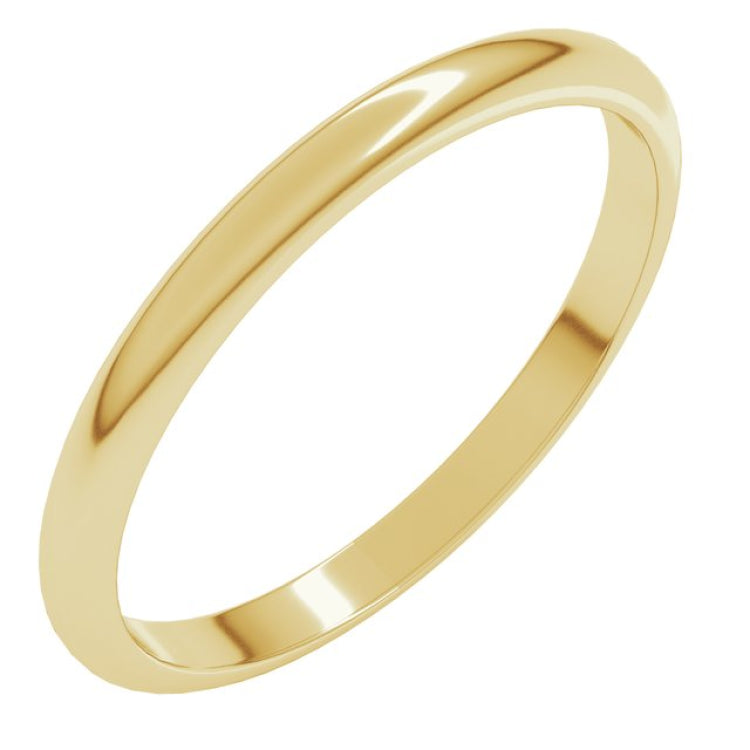 10K Yellow Gold 2 mm Half Round Band Size 6