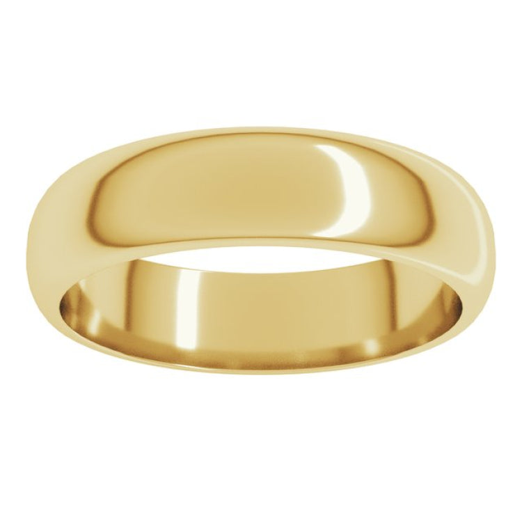 18K Yellow Gold 5 mm Half Round Band Size 10
