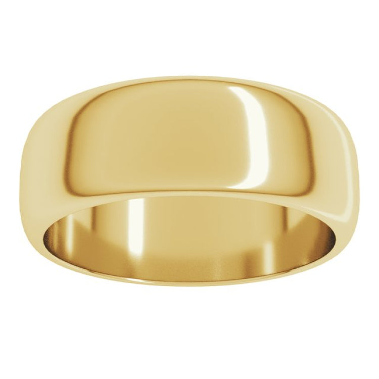 14K Yellow Gold 7 mm Half Round Band Size 6