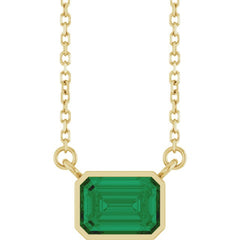 14K Yellow Gold Lab-Grown Emerald 18" Necklace