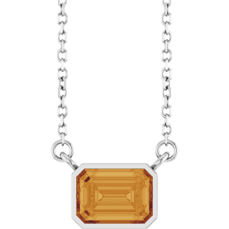 Sterling Silver Natural Citrine 18" Necklace