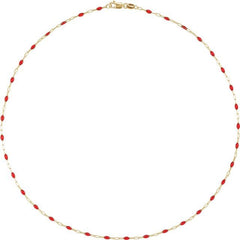 14K Yellow Gold-Filled 1.6 mm Red Enamel Paperclip-Style 18" Chain