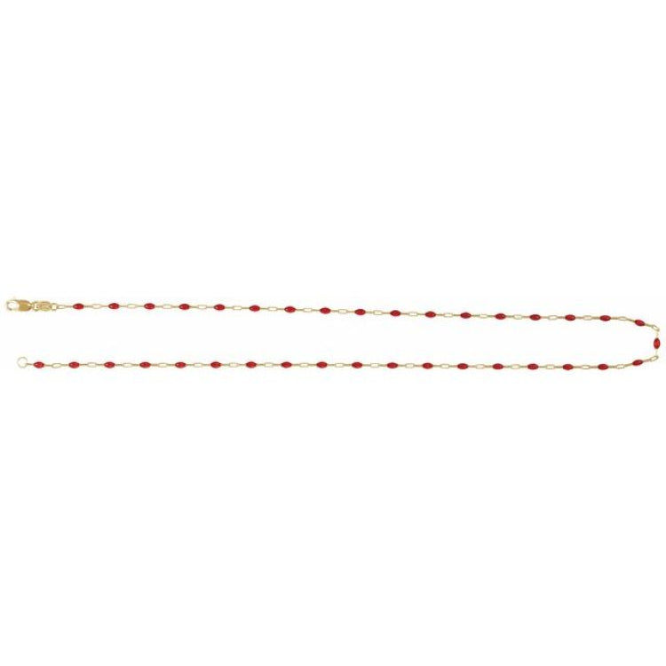 14K Yellow Gold-Filled 1.6 mm Red Enamel Paperclip-Style 18" Chain
