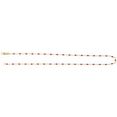14K Yellow Gold-Filled 1.6 mm Red Enamel Bead Paperclip-Style 20" Chain