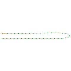 14K Yellow Gold-Filled 1.6 mm Green Enamel Bead Paperclip-Style 16" Chain