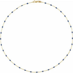 14K Yellow Gold-Filled 1.6 mm Blue Enamel Bead Paperclip-Style 18" Chain