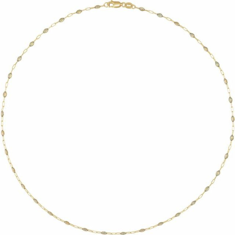 14K Yellow Gold-Filled 1.6 mm Multi-Color Enamel Bead Paperclip-Style 20" Chain