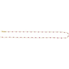 14K Yellow Gold-Filled 1.6 mm Pink Enamel Bead Paperclip-Style 16" Chain