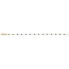 14K Yellow Gold-Filled 1.6 mm Blue Enamel Bead Paperclip-Style 7" Chain