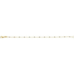 14K Yellow Gold-Filled 1.6 mm Multi-Color Enamel Bead Paperclip-Style 7" Chain