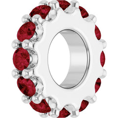 Sterling Silver Lab-Grown Ruby Spacer Charm/Pendant