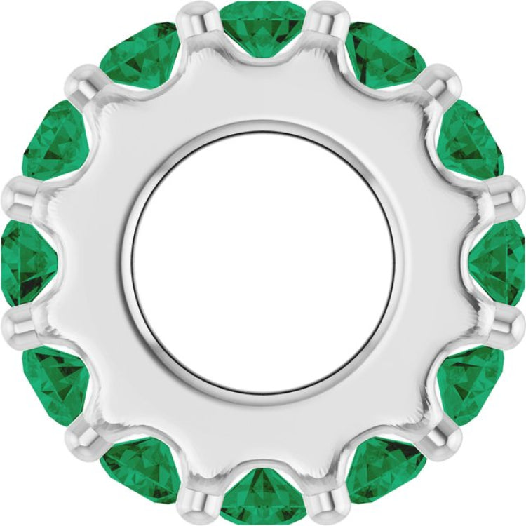 14K White Gold Lab-Grown Emerald Spacer Charm/Pendant