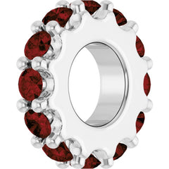 Sterling Silver Natural Mozambique Garnet Spacer Charm/Pendant