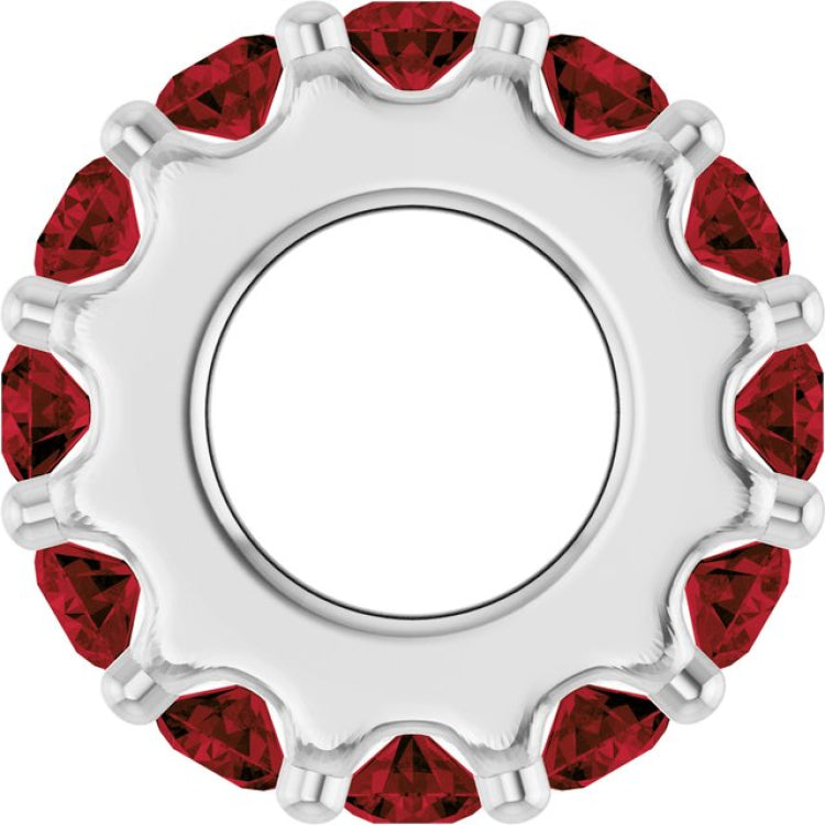 Sterling Silver Natural Mozambique Garnet Spacer Charm/Pendant