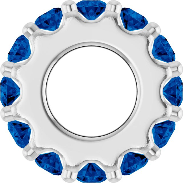 14K White Gold Natural Blue Sapphire Spacer Charm/Pendant